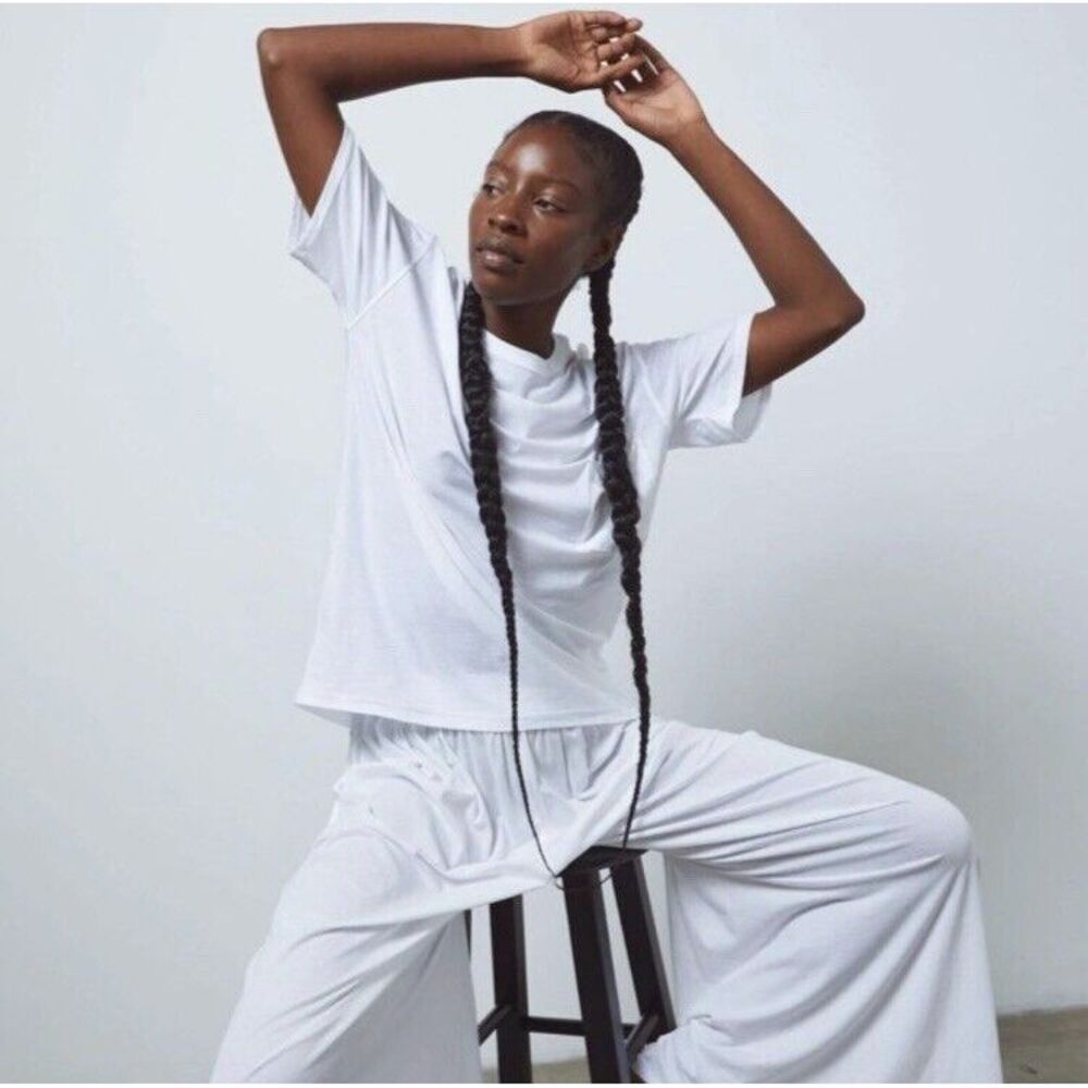 NEW‎ Lunya Cool Cotton Every Body Pocket Tee T-Shirt White Sz M - Picture 2 of 6